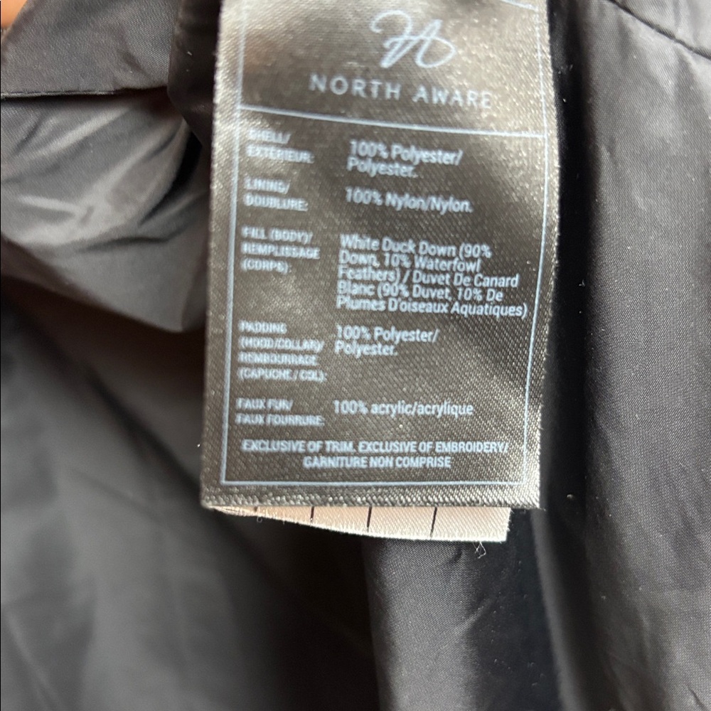 North Aware Women's Large Black Smart Winter Parka Faux Fur-Trimmed Hooded - Picture 13 of 14